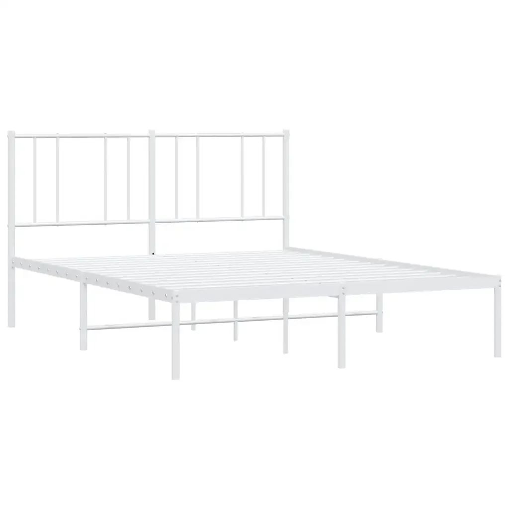 Letto matrimoniale | Letto per adulti | Giroletto con Testiera in Metallo Bianco 120x200 cm - Image 3