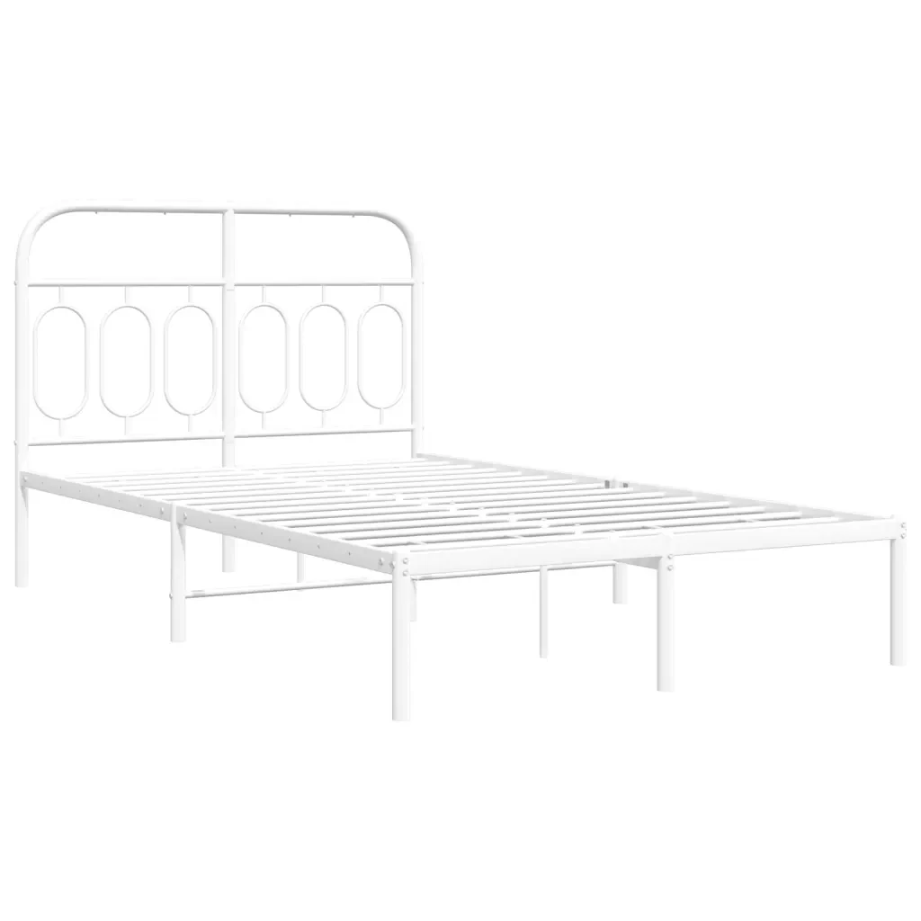 Letto matrimoniale | Letto per adulti | Giroletto con Testiera in Metallo Bianco 120x200 cm - Image 3