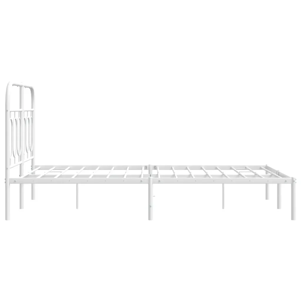 Letto matrimoniale | Letto per adulti | Giroletto con Testiera in Metallo Bianco 120x200 cm - Image 5