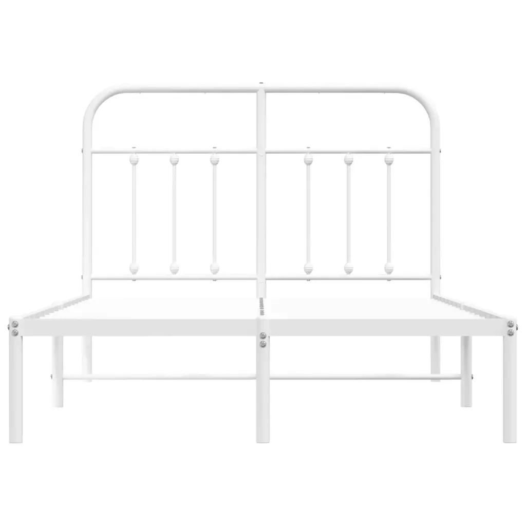 Letto matrimoniale | Letto per adulti | Giroletto con Testiera in Metallo Bianco 120x200 cm - Image 6