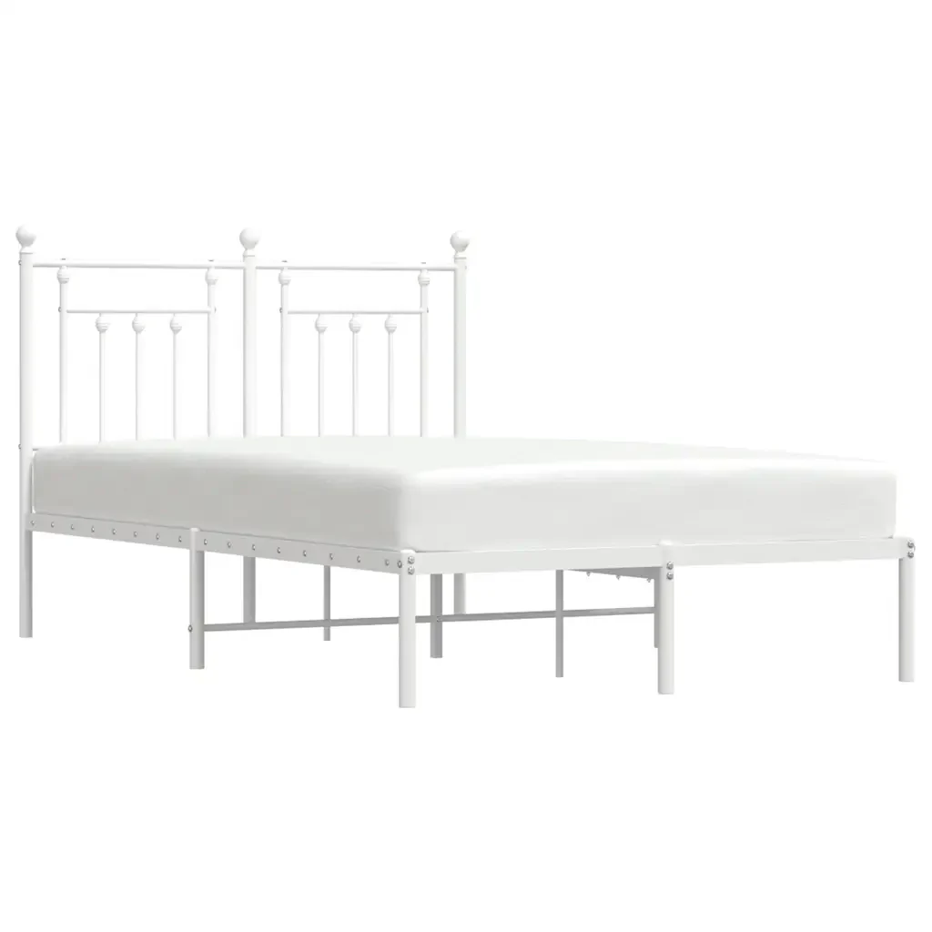 Letto matrimoniale | Letto per adulti | Giroletto con Testiera in Metallo Bianco 120x200 cm - Image 5