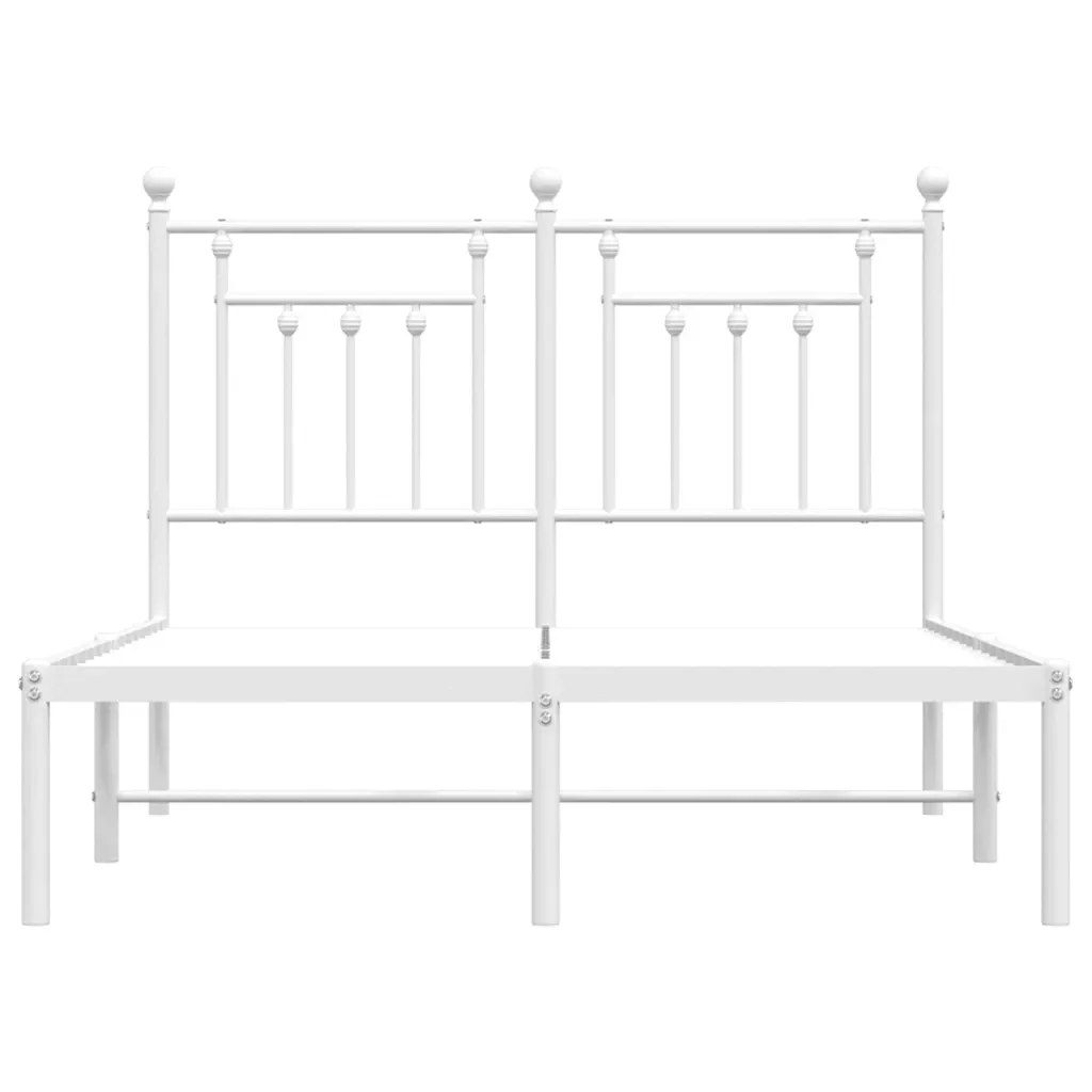 Letto matrimoniale | Letto per adulti | Giroletto con Testiera in Metallo Bianco 120x200 cm - Image 6