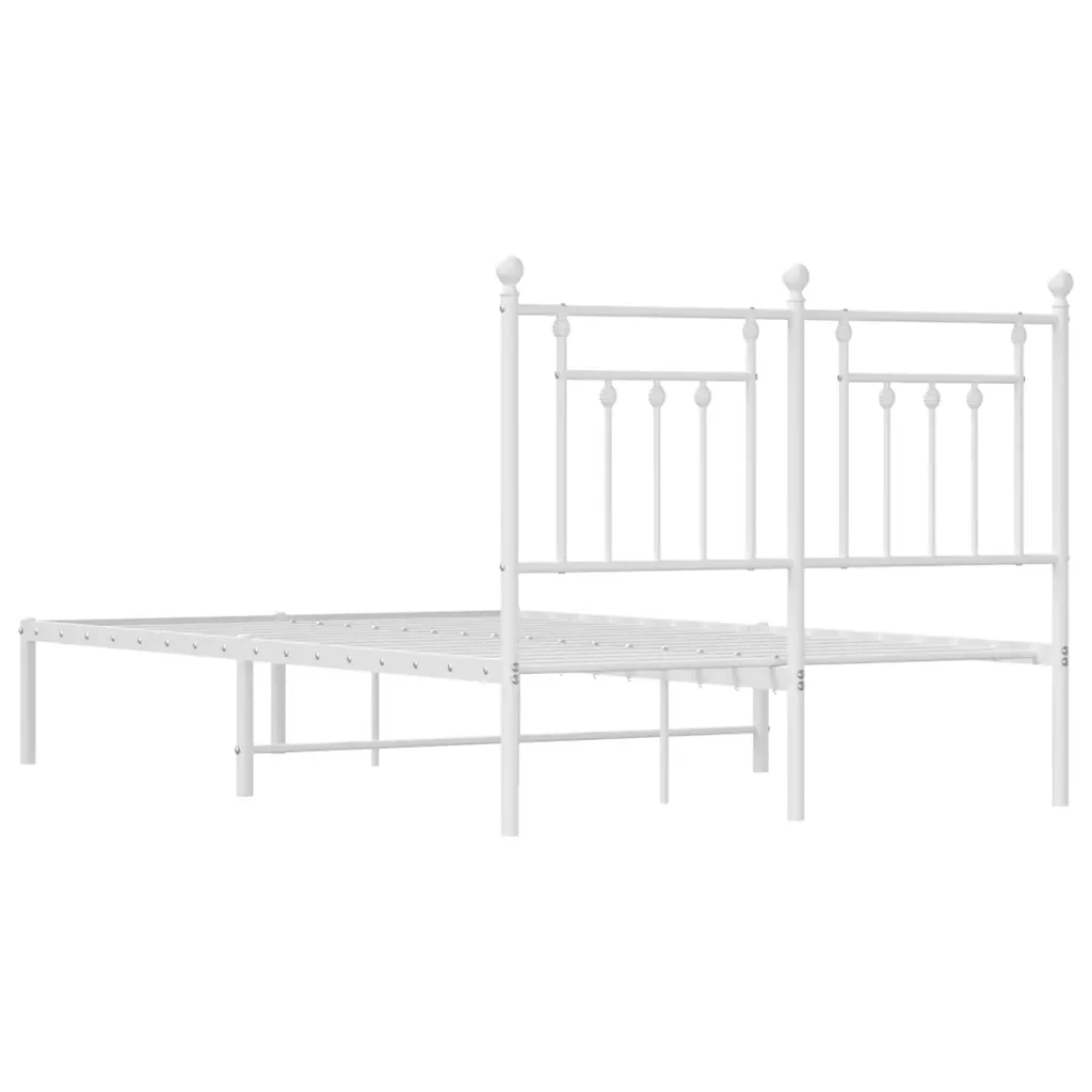 Letto matrimoniale | Letto per adulti | Giroletto con Testiera in Metallo Bianco 120x200 cm - Image 8