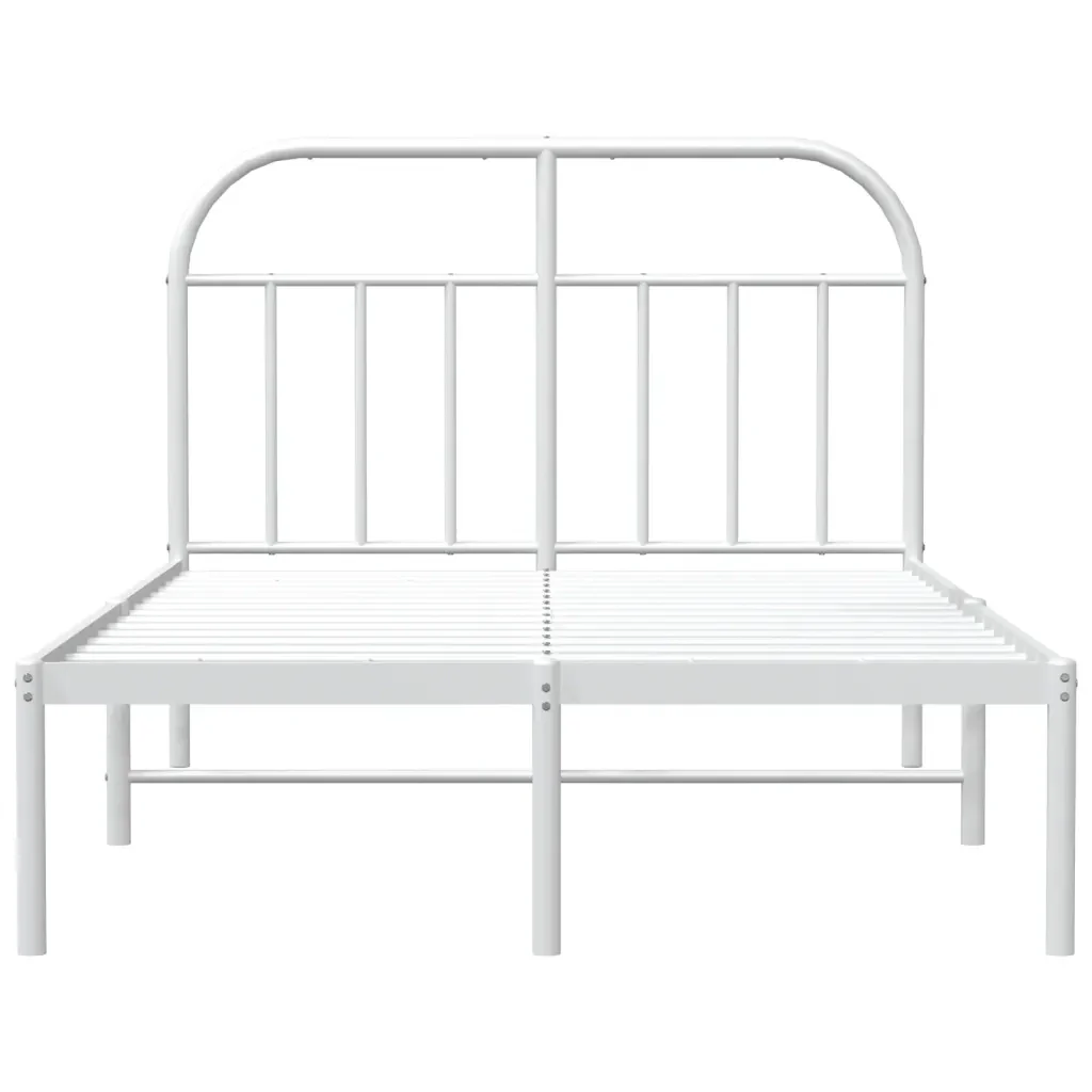 Letto matrimoniale | Letto per adulti | Giroletto con Testiera in Metallo Bianco 120x200 cm - Image 6