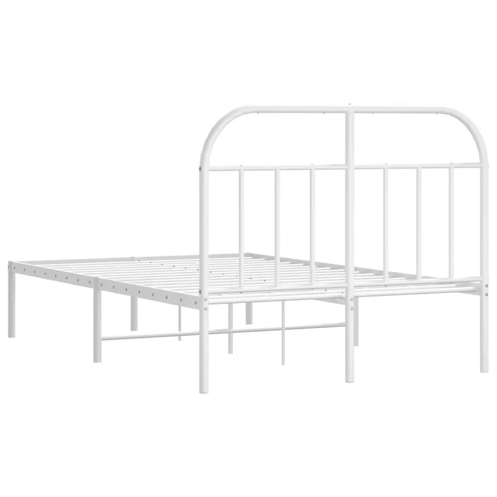 Letto matrimoniale | Letto per adulti | Giroletto con Testiera in Metallo Bianco 120x200 cm - Image 8