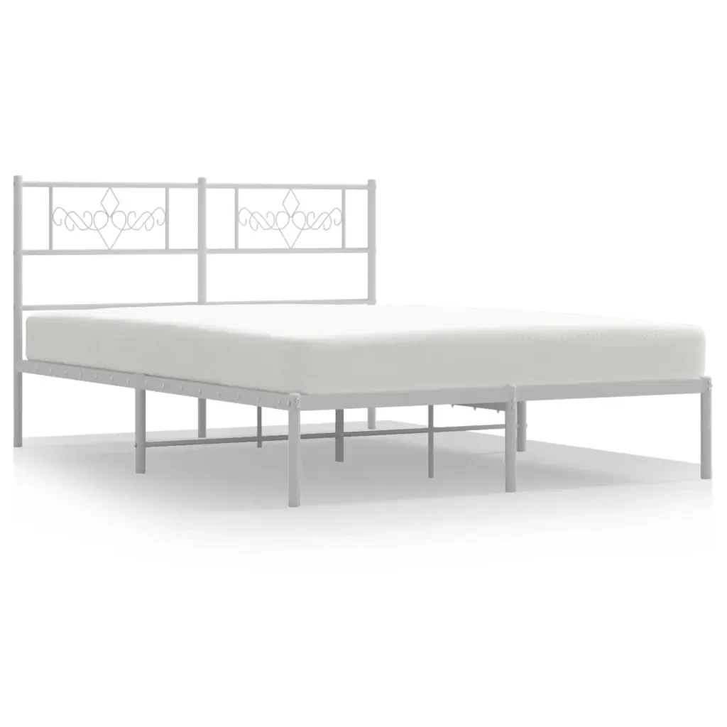 Letto matrimoniale | Letto per adulti | Giroletto con Testiera in Metallo Bianco 120x200 cm
