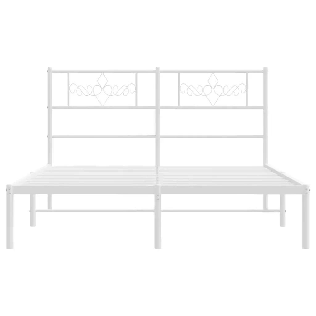 Letto matrimoniale | Letto per adulti | Giroletto con Testiera in Metallo Bianco 120x200 cm - Image 5