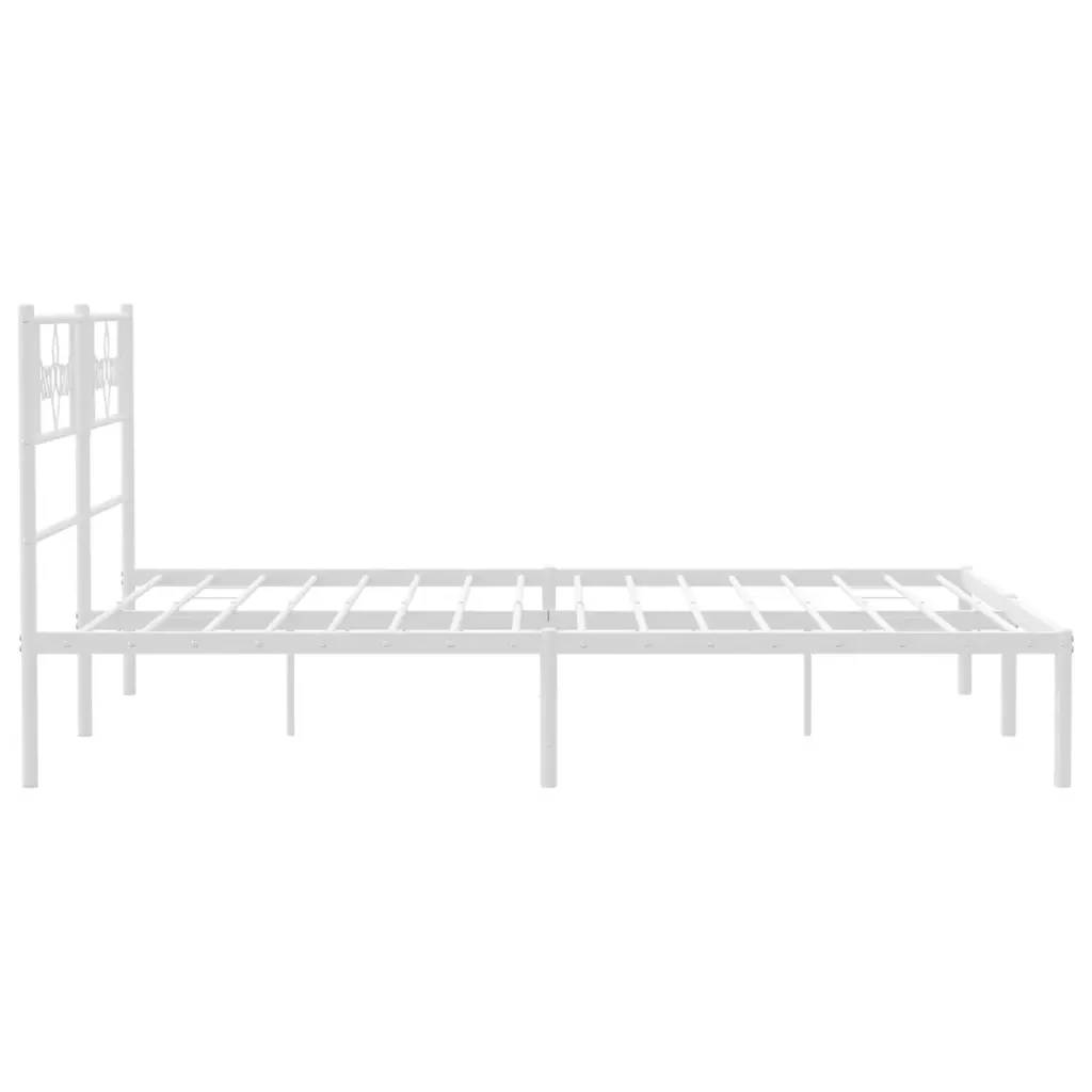 Letto matrimoniale | Letto per adulti | Giroletto con Testiera in Metallo Bianco 120x200 cm - Image 6
