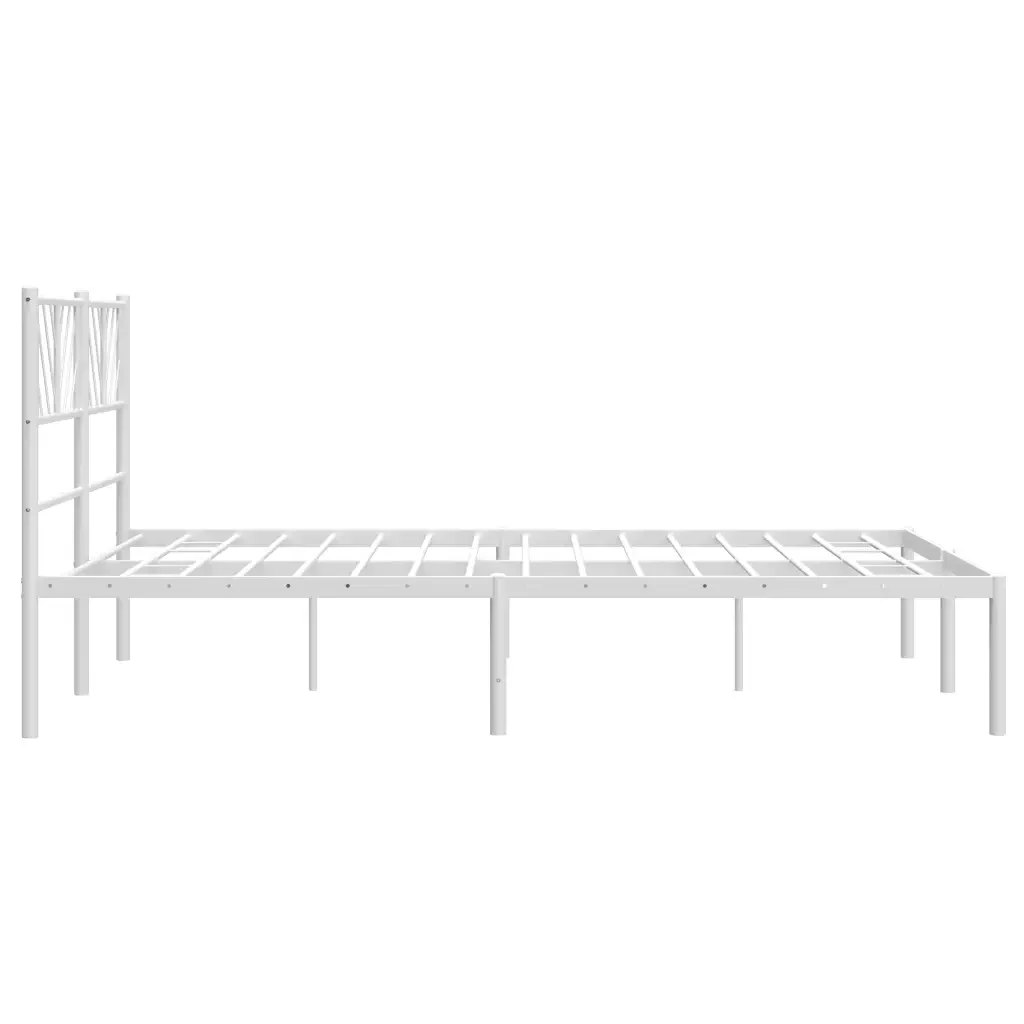 Letto matrimoniale | Letto per adulti | Giroletto con Testiera in Metallo Bianco 120x200 cm - Image 6