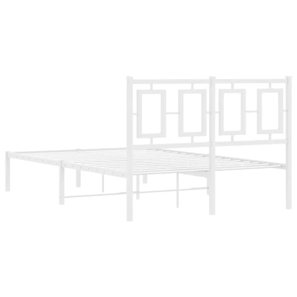 Letto matrimoniale | Letto per adulti | Giroletto con Testiera in Metallo Bianco 120x200 cm - Image 7