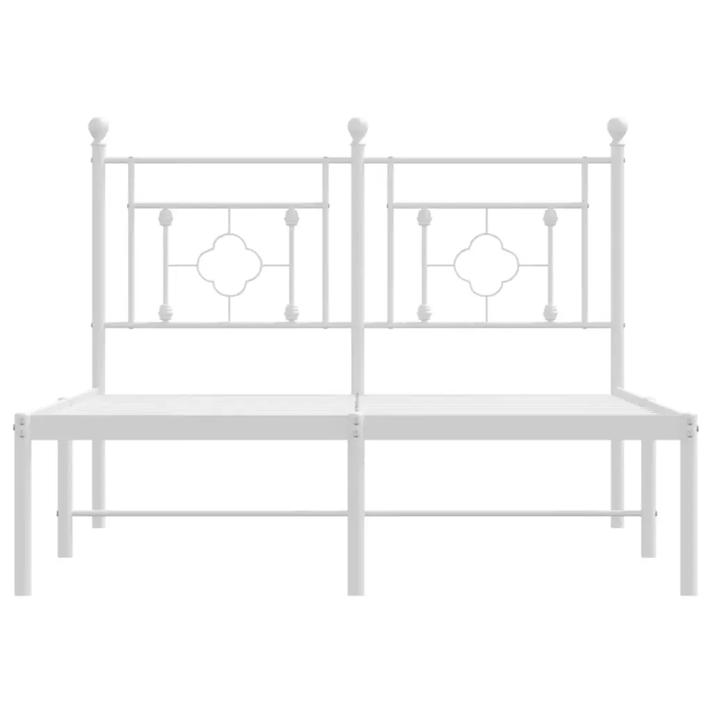 Letto matrimoniale | Letto per adulti | Giroletto con Testiera in Metallo Bianco 120x200 cm - Image 5