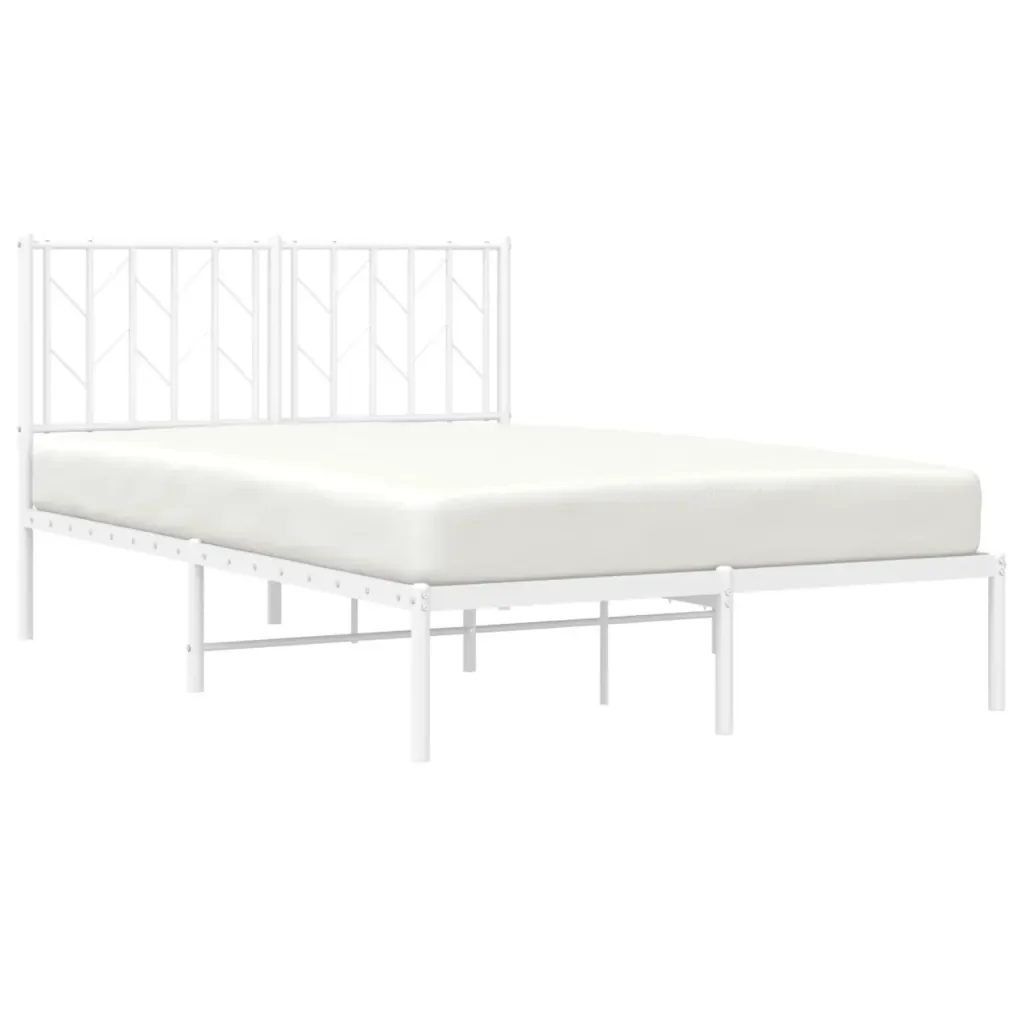 Letto matrimoniale | Letto per adulti | Giroletto con Testiera in Metallo Bianco 120x200 cm - Image 4