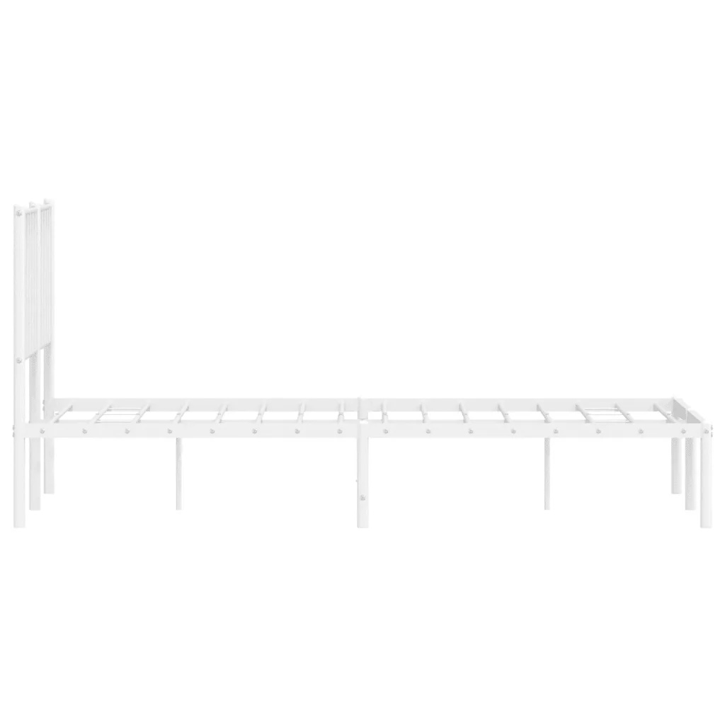 Letto matrimoniale | Letto per adulti | Giroletto con Testiera in Metallo Bianco 120x200 cm - Image 6