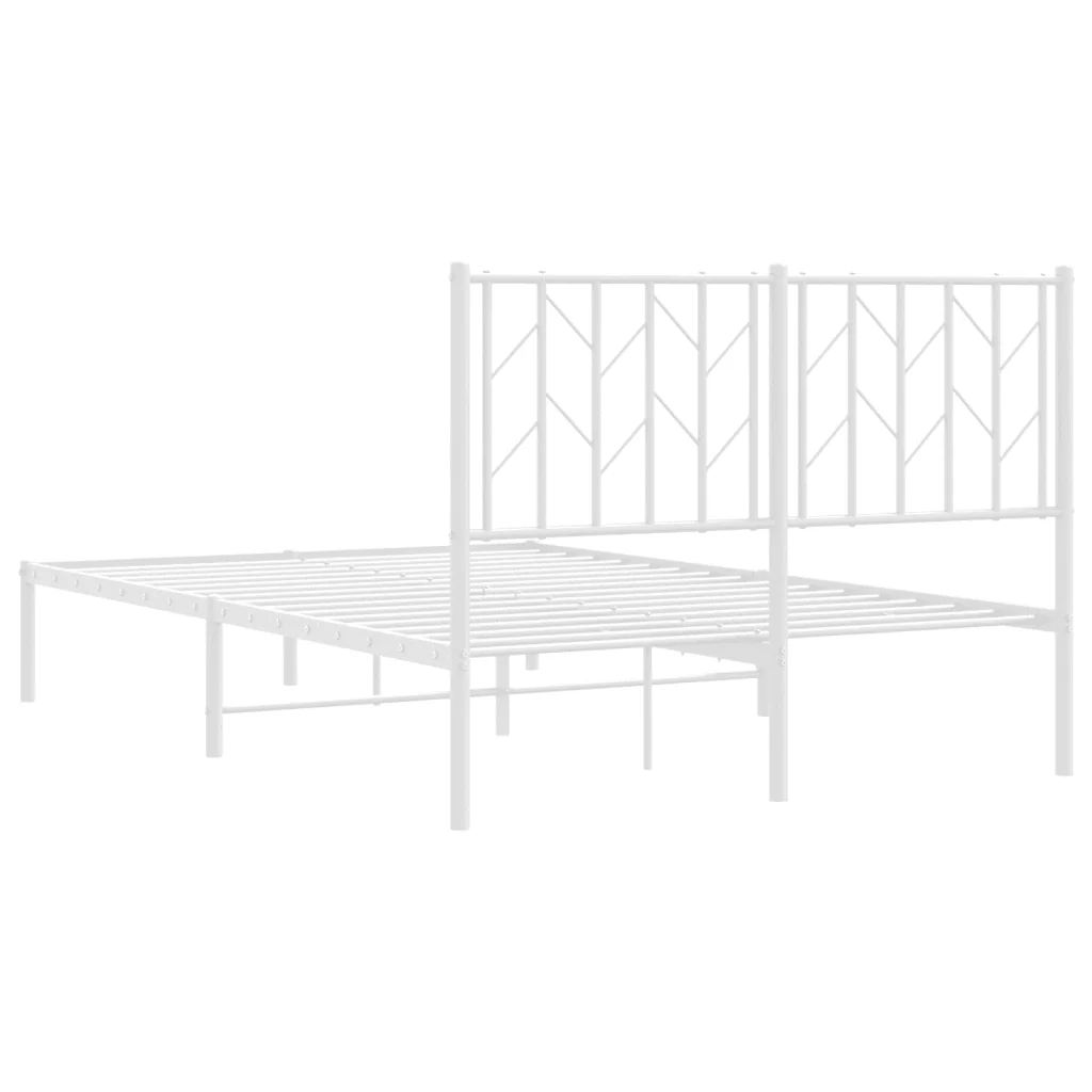 Letto matrimoniale | Letto per adulti | Giroletto con Testiera in Metallo Bianco 120x200 cm - Image 7