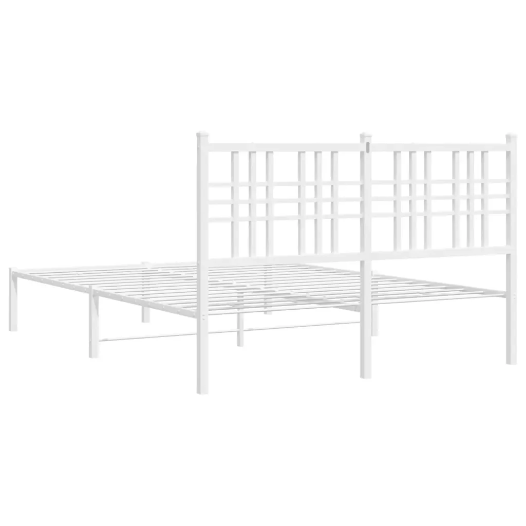 Letto matrimoniale | Letto per adulti | Giroletto con Testiera in Metallo Bianco 120x200 cm - Image 6