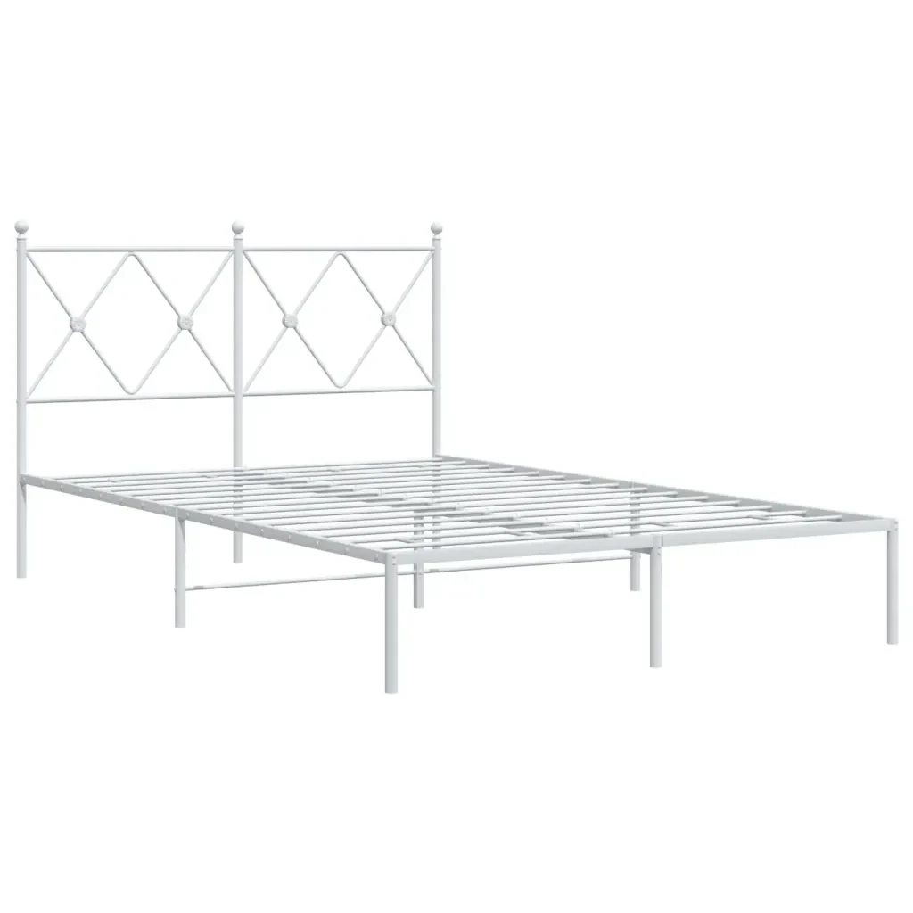 Letto matrimoniale | Letto per adulti | Giroletto con Testiera in Metallo Bianco 120x200 cm - Image 4