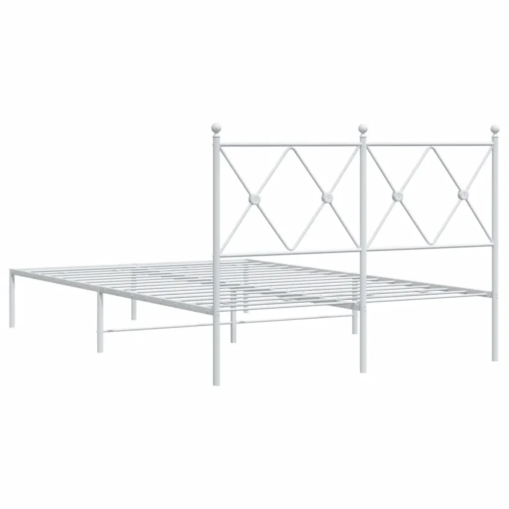 Letto matrimoniale | Letto per adulti | Giroletto con Testiera in Metallo Bianco 120x200 cm - Image 6