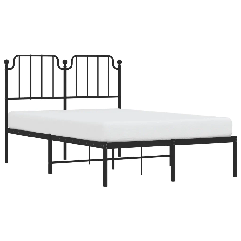 Letto matrimoniale | Letto per adulti | Giroletto con Testiera in Metallo Nero 120x190 cm - Image 4