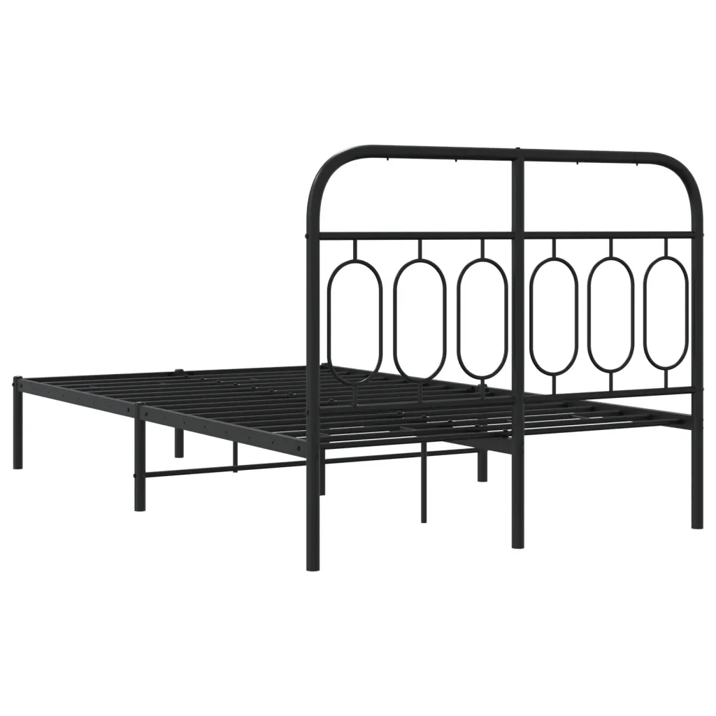 Letto matrimoniale | Letto per adulti | Giroletto con Testiera in Metallo Nero 120x190 cm - Image 6