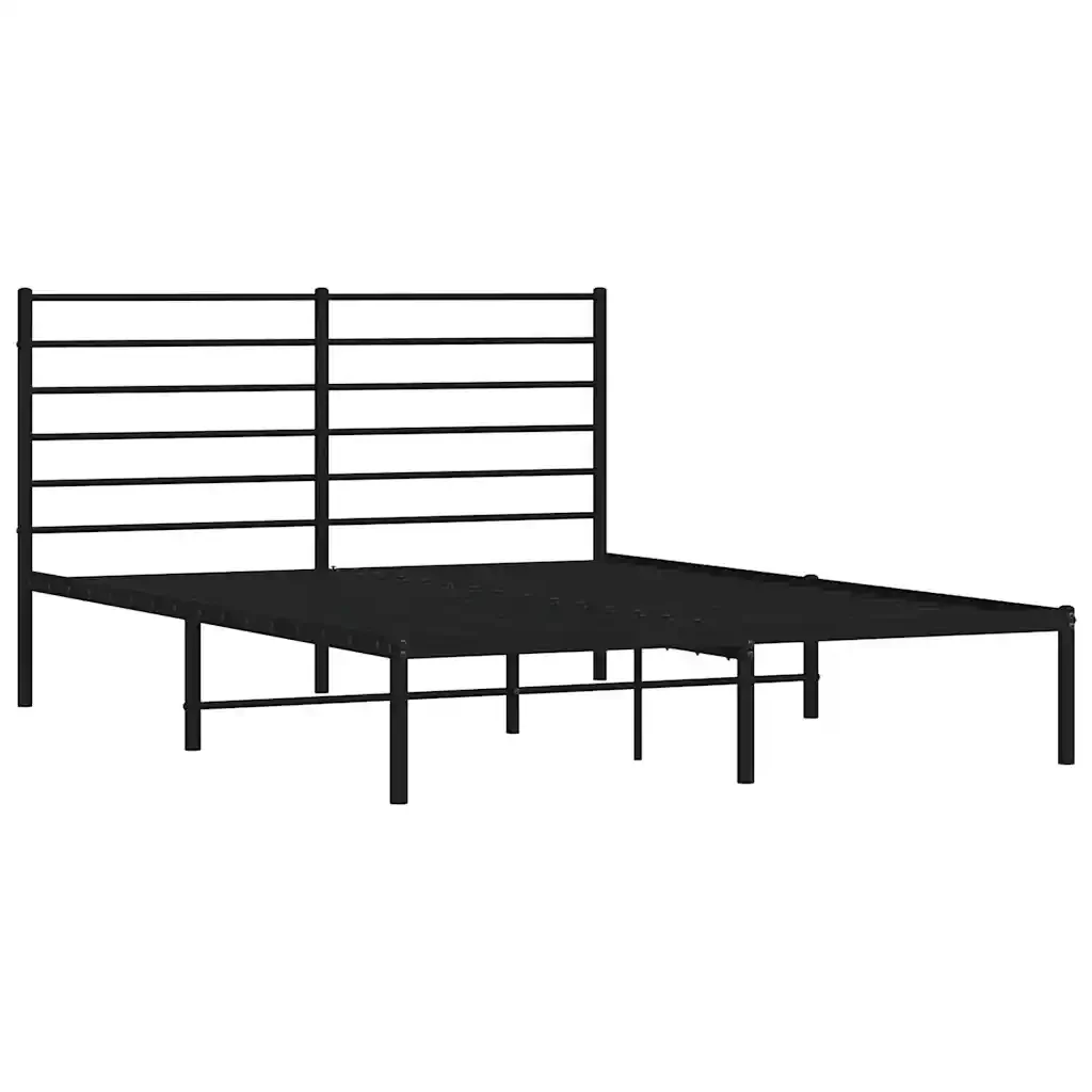 Letto matrimoniale | Letto per adulti | Giroletto con Testiera in Metallo Nero 120x190 cm - Image 4