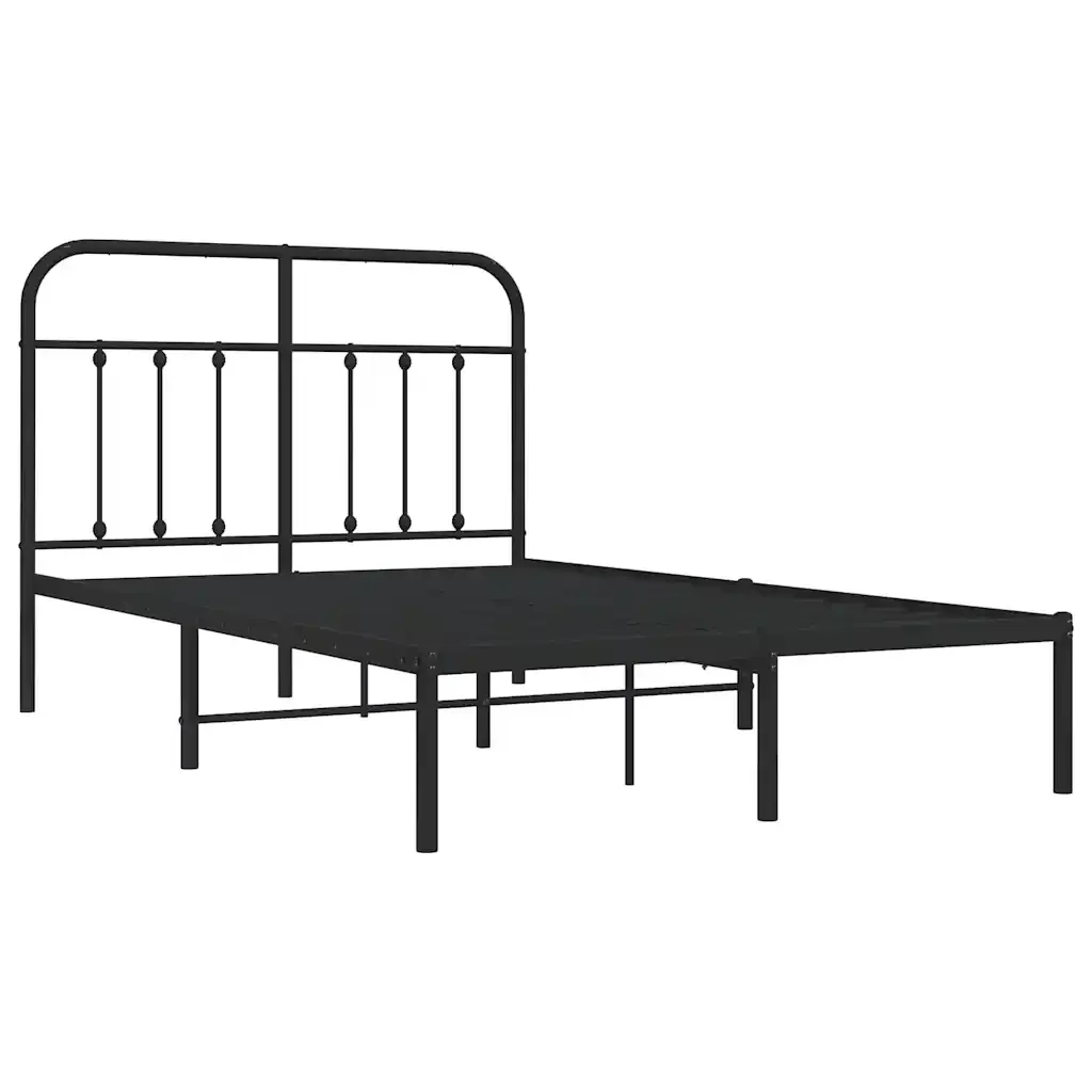 Letto matrimoniale | Letto per adulti | Giroletto con Testiera in Metallo Nero 120x190 cm - Image 4
