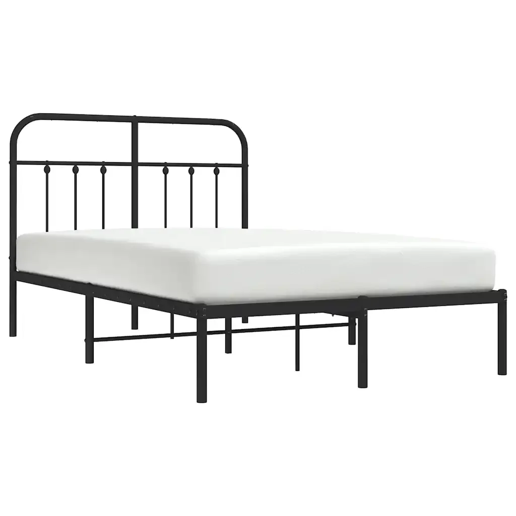 Letto matrimoniale | Letto per adulti | Giroletto con Testiera in Metallo Nero 120x190 cm - Image 5