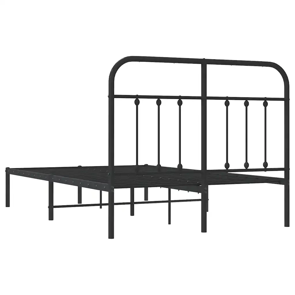 Letto matrimoniale | Letto per adulti | Giroletto con Testiera in Metallo Nero 120x190 cm - Image 8