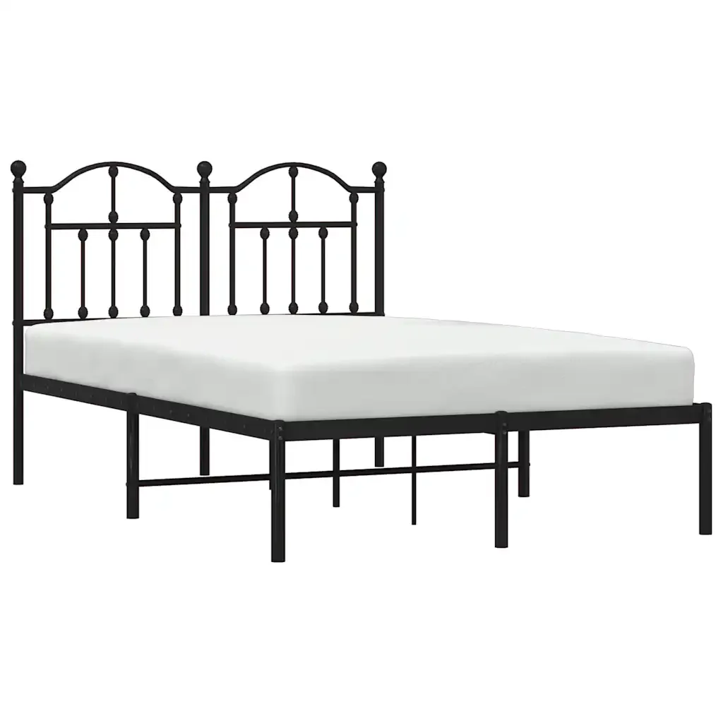 Letto matrimoniale | Letto per adulti | Giroletto con Testiera in Metallo Nero 120x190 cm - Image 4