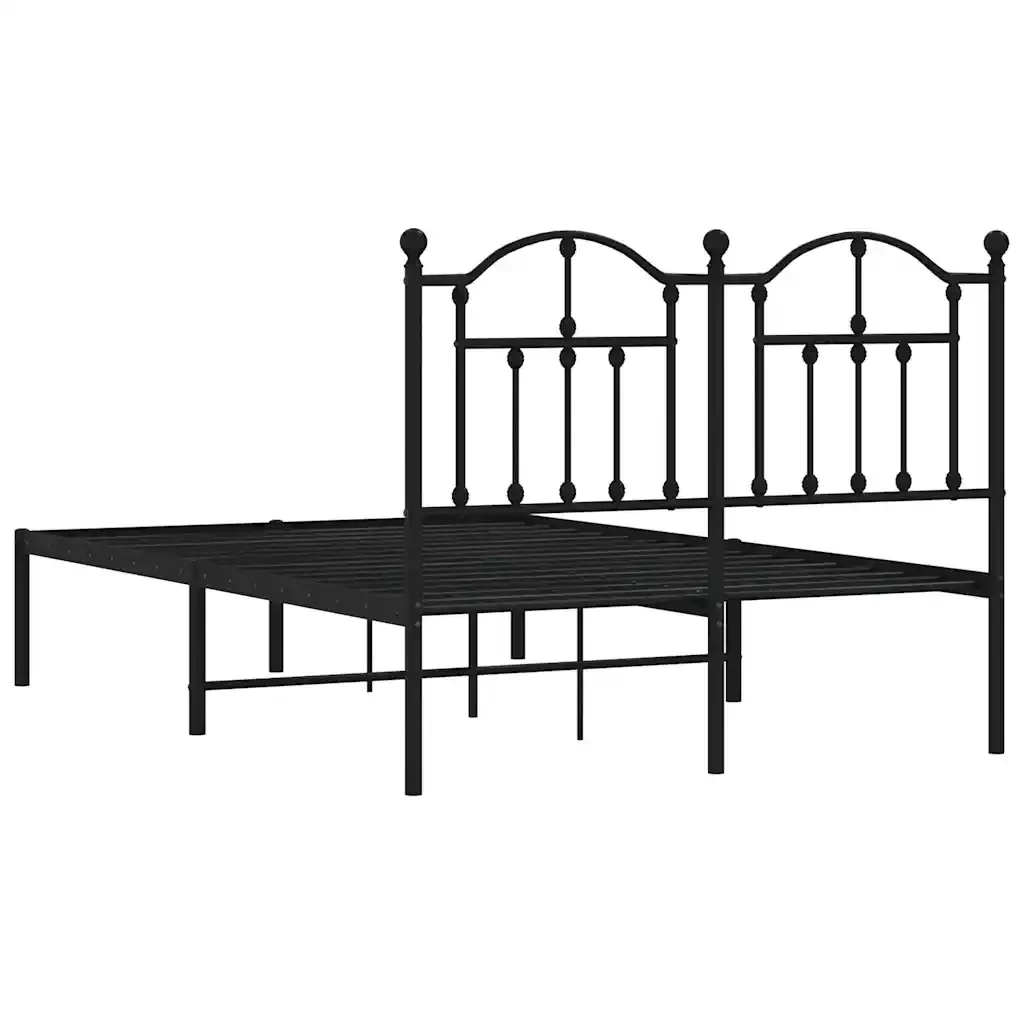 Letto matrimoniale | Letto per adulti | Giroletto con Testiera in Metallo Nero 120x190 cm - Image 7