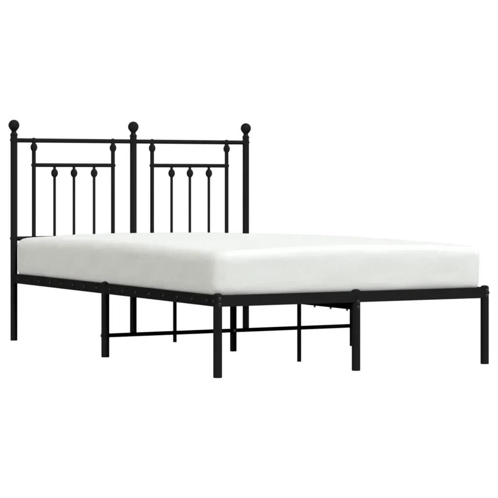 Letto matrimoniale | Letto per adulti | Giroletto con Testiera in Metallo Nero 120x190 cm - Image 5