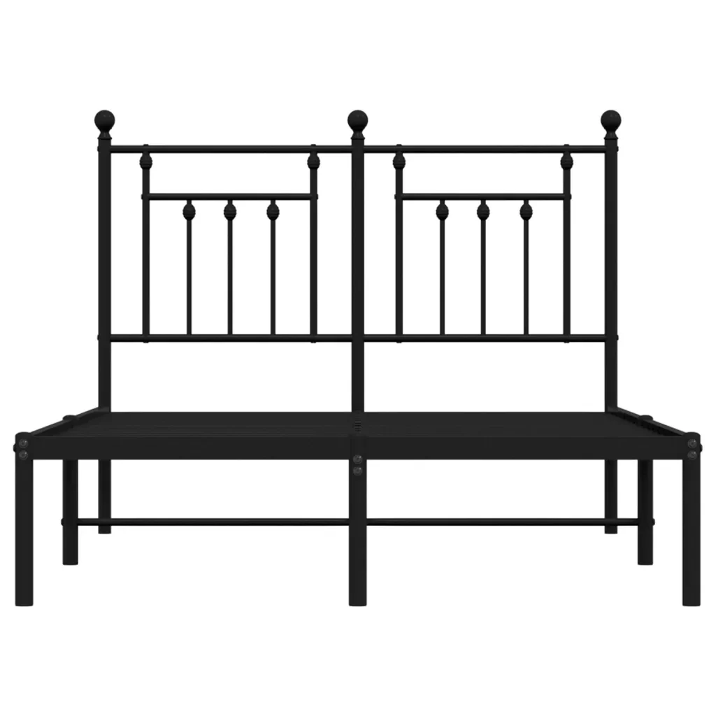 Letto matrimoniale | Letto per adulti | Giroletto con Testiera in Metallo Nero 120x190 cm - Image 6