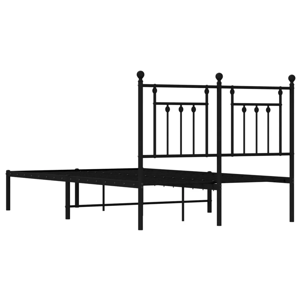 Letto matrimoniale | Letto per adulti | Giroletto con Testiera in Metallo Nero 120x190 cm - Image 8