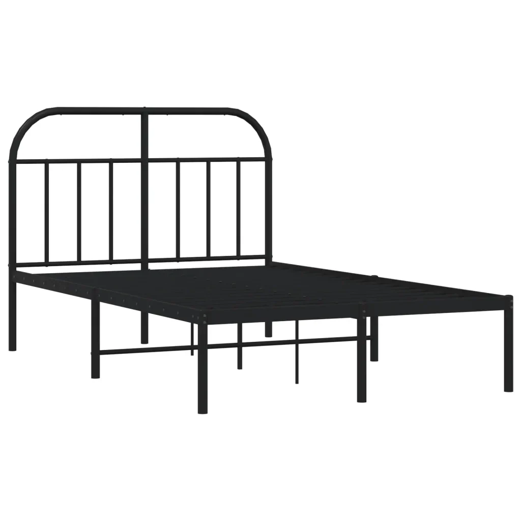 Letto matrimoniale | Letto per adulti | Giroletto con Testiera in Metallo Nero 120x190 cm - Image 4