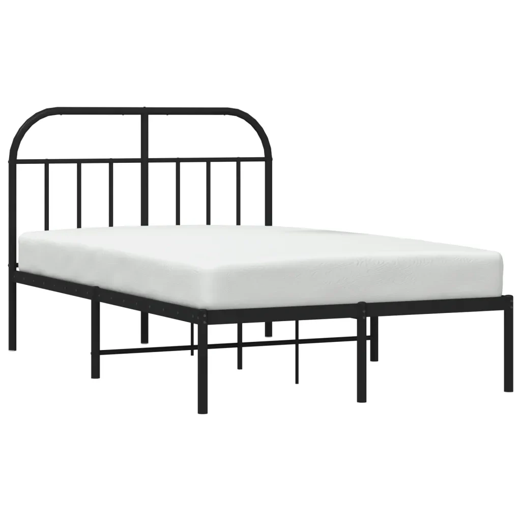 Letto matrimoniale | Letto per adulti | Giroletto con Testiera in Metallo Nero 120x190 cm - Image 5