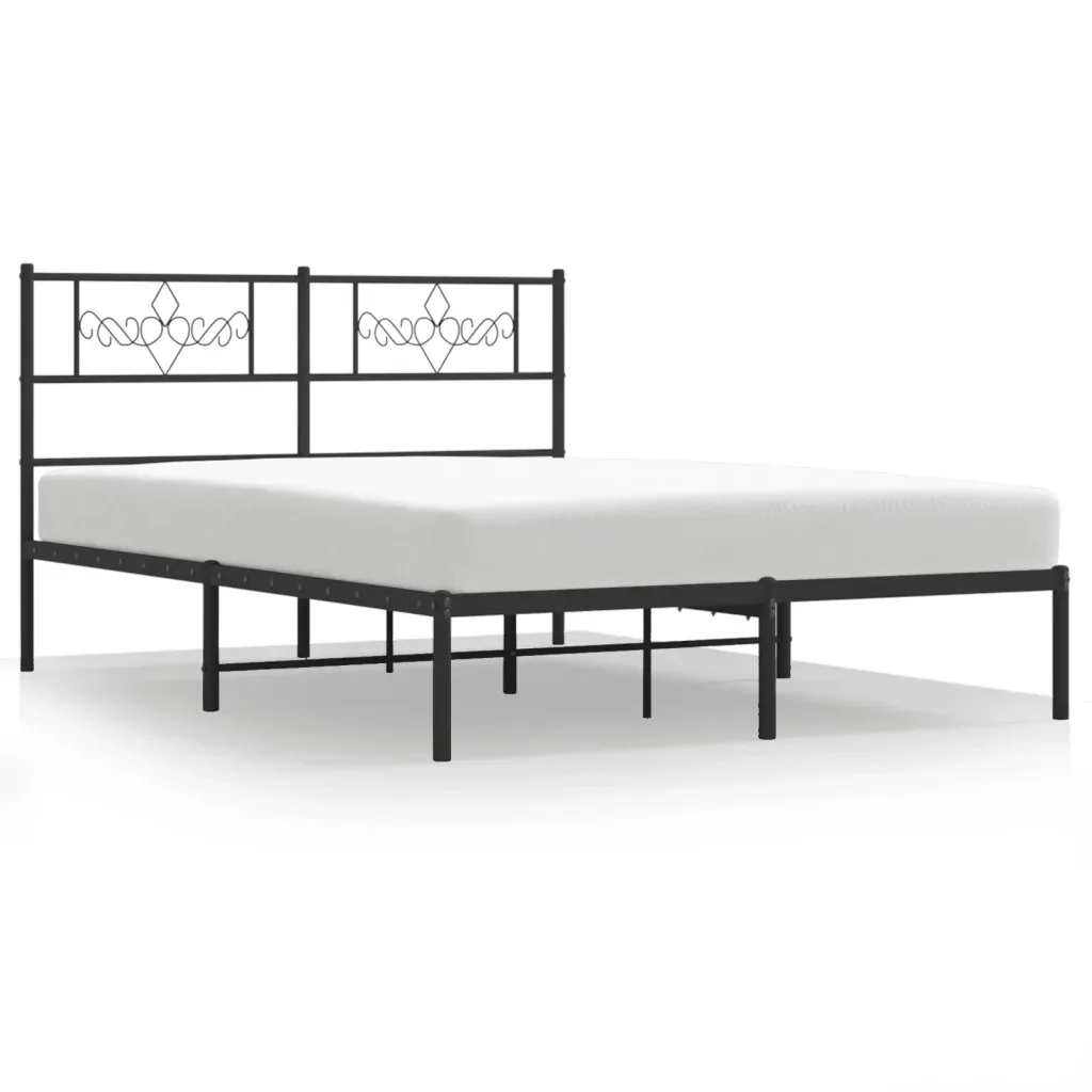 Letto matrimoniale | Letto per adulti | Giroletto con Testiera in Metallo Nero 120x190 cm
