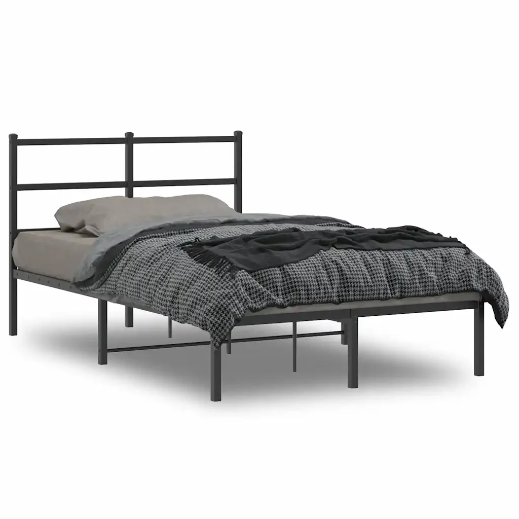 Letto matrimoniale | Letto per adulti | Giroletto con Testiera in Metallo Nero 120x190 cm - Image 2