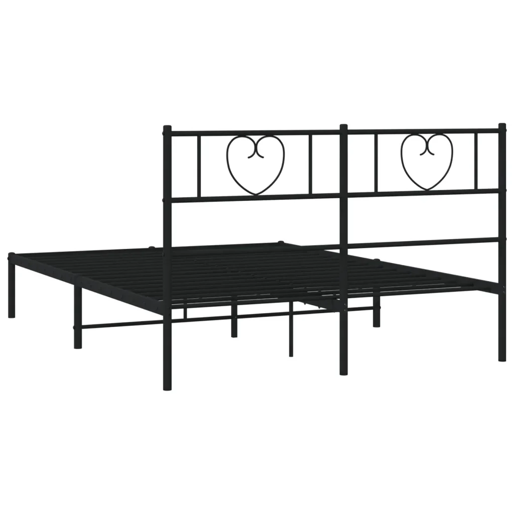 Letto matrimoniale | Letto per adulti | Giroletto con Testiera in Metallo Nero 120x190 cm - Image 7