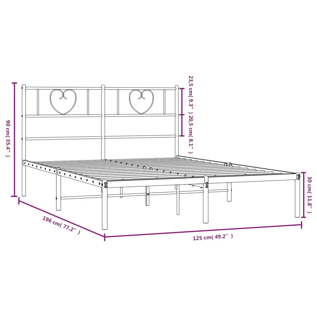 Letto matrimoniale | Letto per adulti | Giroletto con Testiera in Metallo Nero 120x190 cm - Image 9