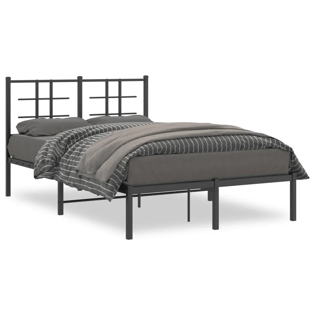 Letto matrimoniale | Letto per adulti | Giroletto con Testiera in Metallo Nero 120x190 cm