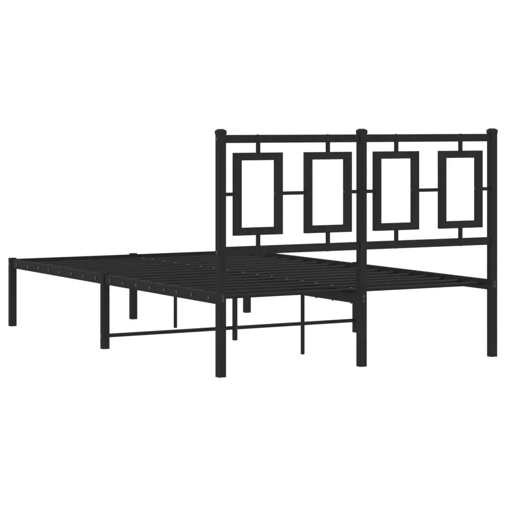 Letto matrimoniale | Letto per adulti | Giroletto con Testiera in Metallo Nero 120x190 cm - Image 7