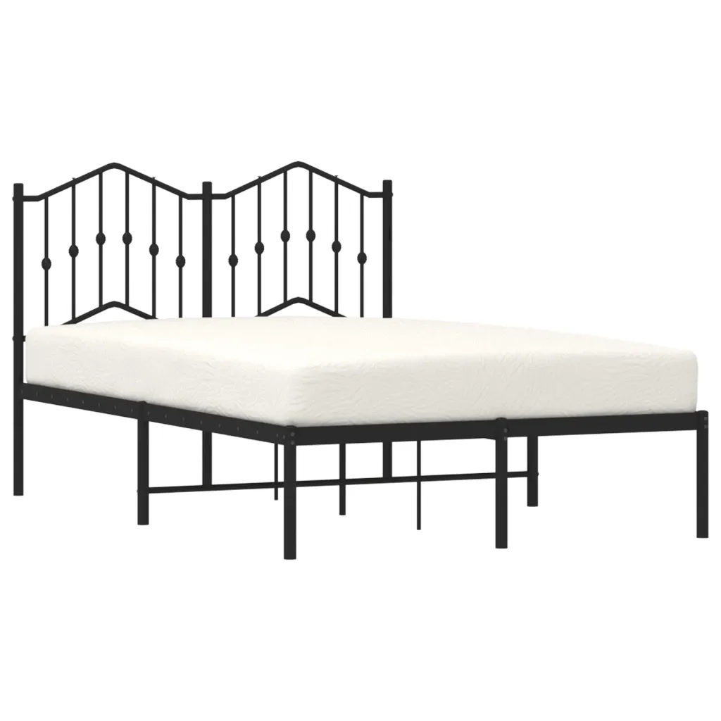 Letto matrimoniale | Letto per adulti | Giroletto con Testiera in Metallo Nero 120x190 cm - Image 3