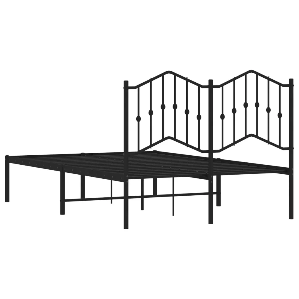 Letto matrimoniale | Letto per adulti | Giroletto con Testiera in Metallo Nero 120x190 cm - Image 7