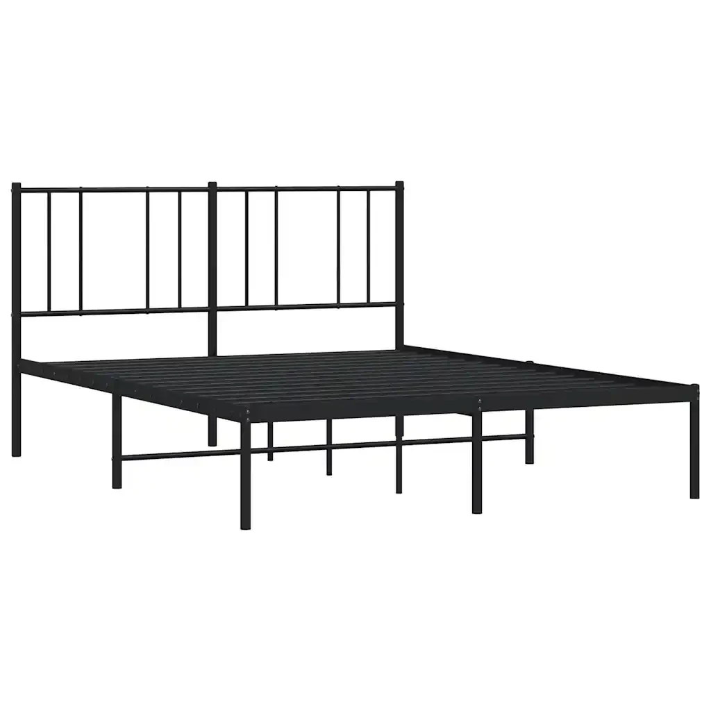 Letto matrimoniale | Letto per adulti | Giroletto con Testiera in Metallo Nero 120x190 cm - Image 4