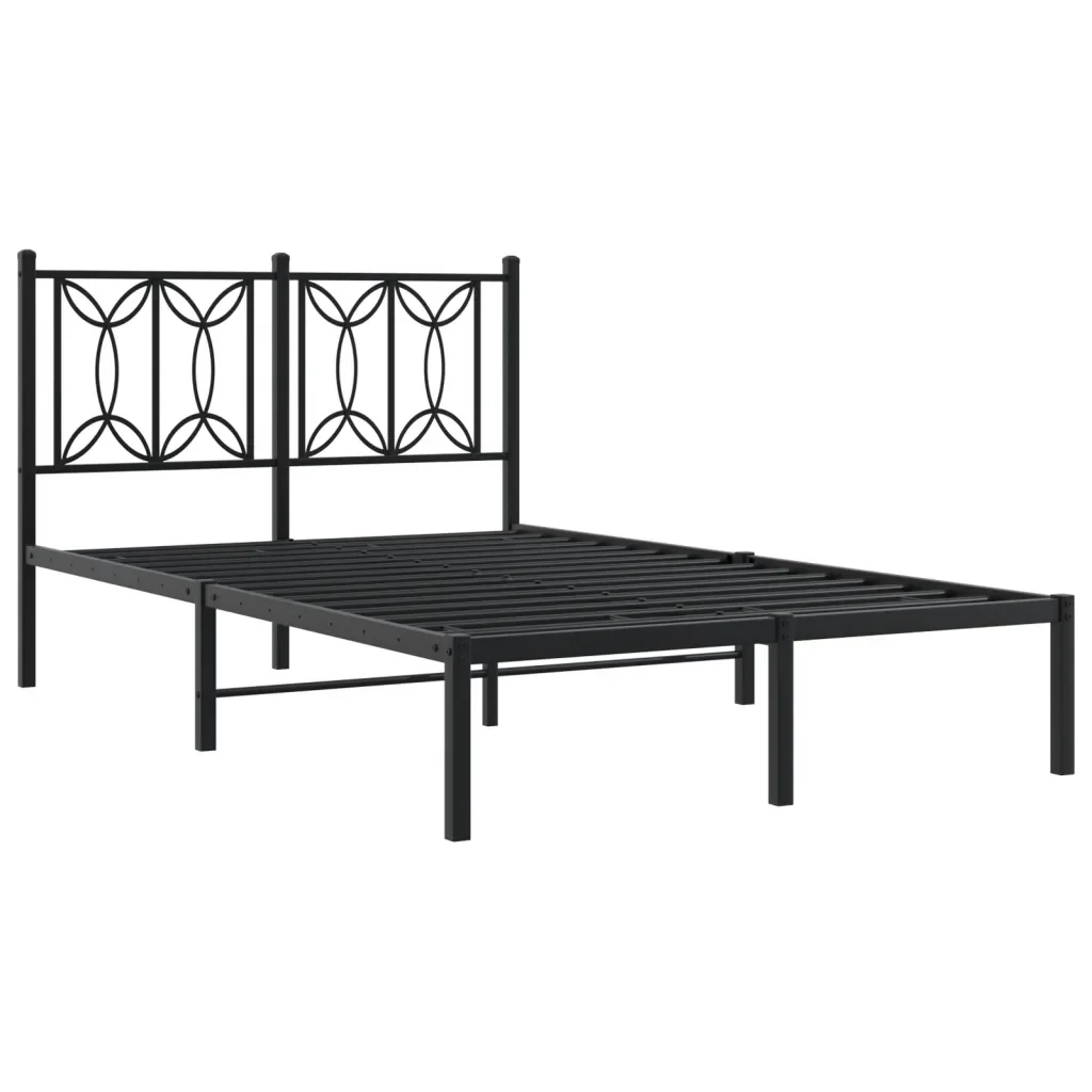 Letto matrimoniale | Letto per adulti | Giroletto con Testiera in Metallo Nero 120x190 cm - Image 3