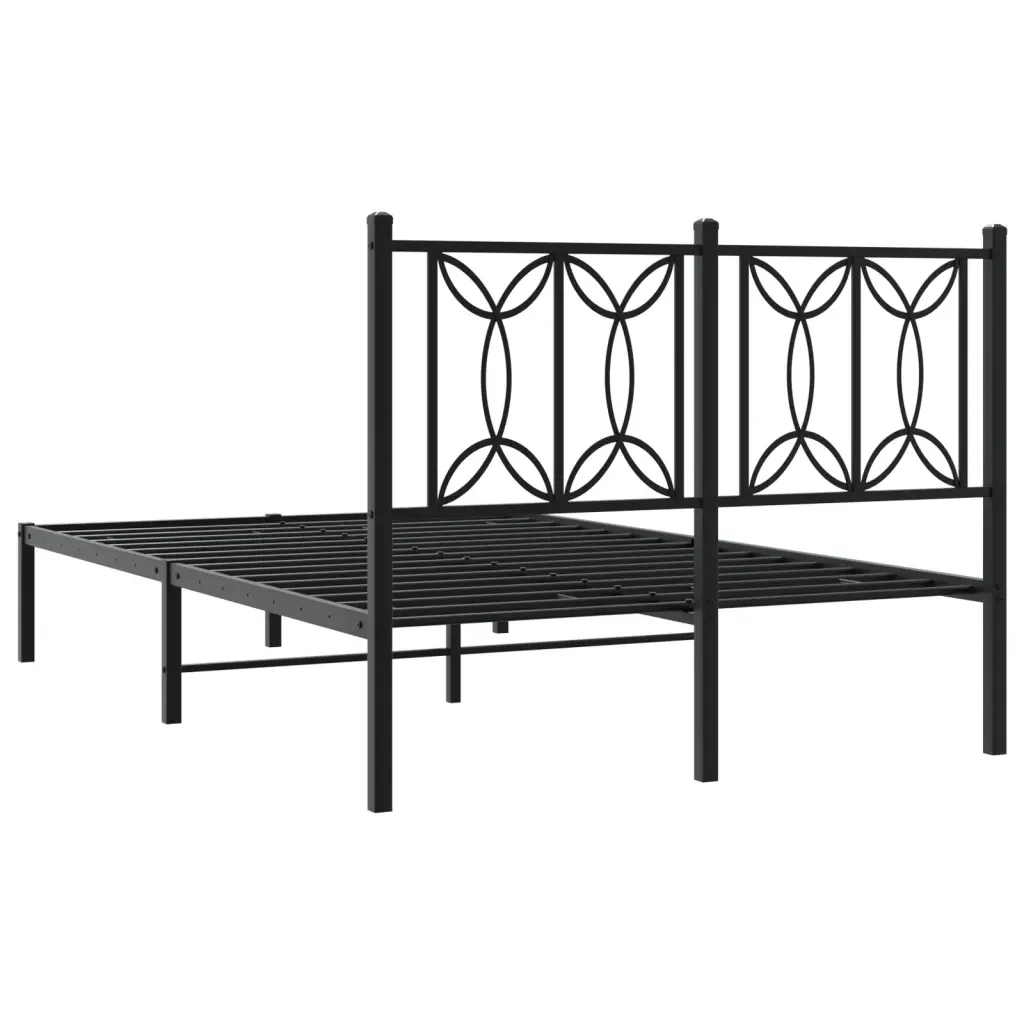 Letto matrimoniale | Letto per adulti | Giroletto con Testiera in Metallo Nero 120x190 cm - Image 6