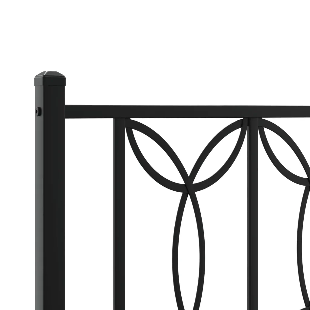 Letto matrimoniale | Letto per adulti | Giroletto con Testiera in Metallo Nero 120x190 cm - Image 7