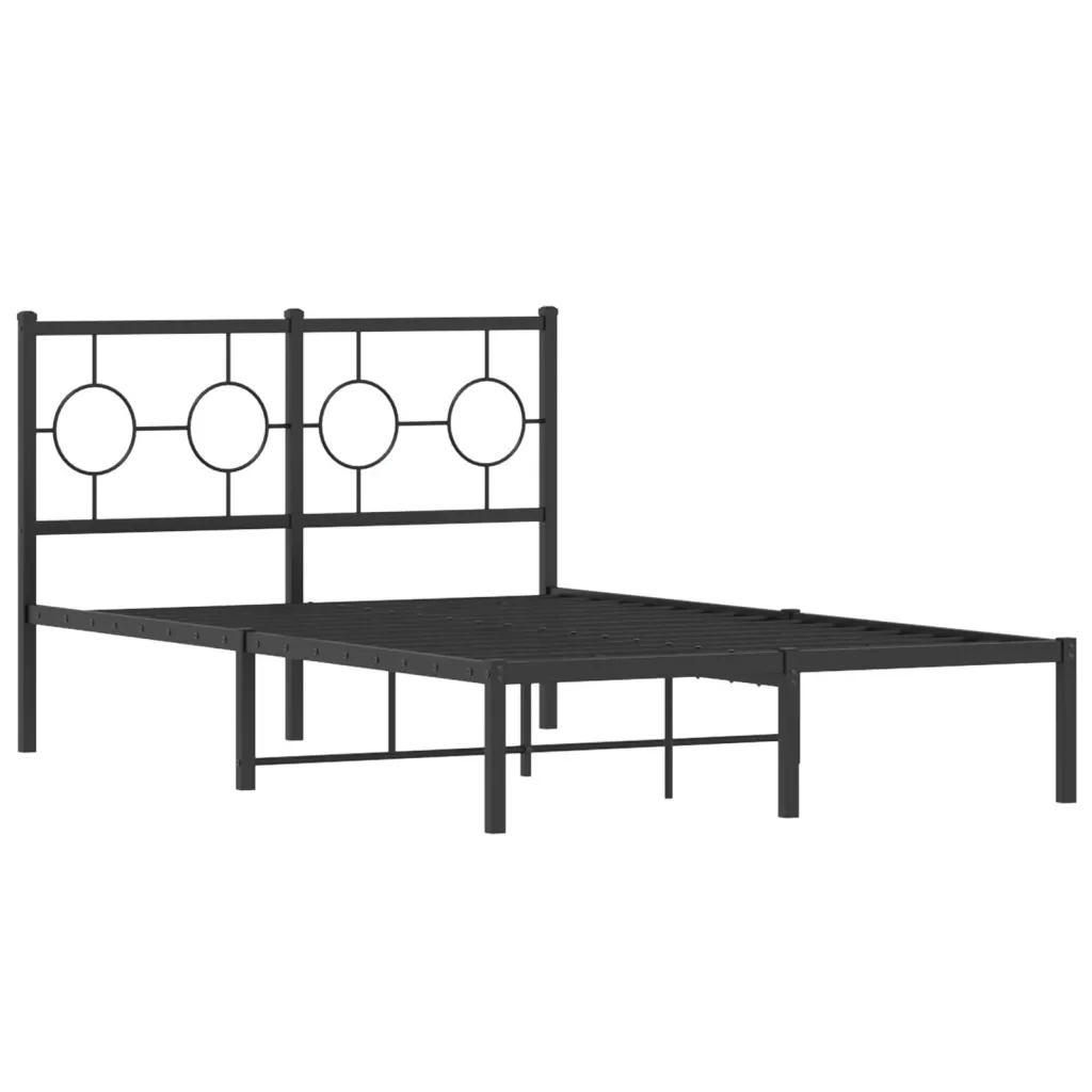 Letto matrimoniale | Letto per adulti | Giroletto con Testiera in Metallo Nero 120x190 cm - Image 4