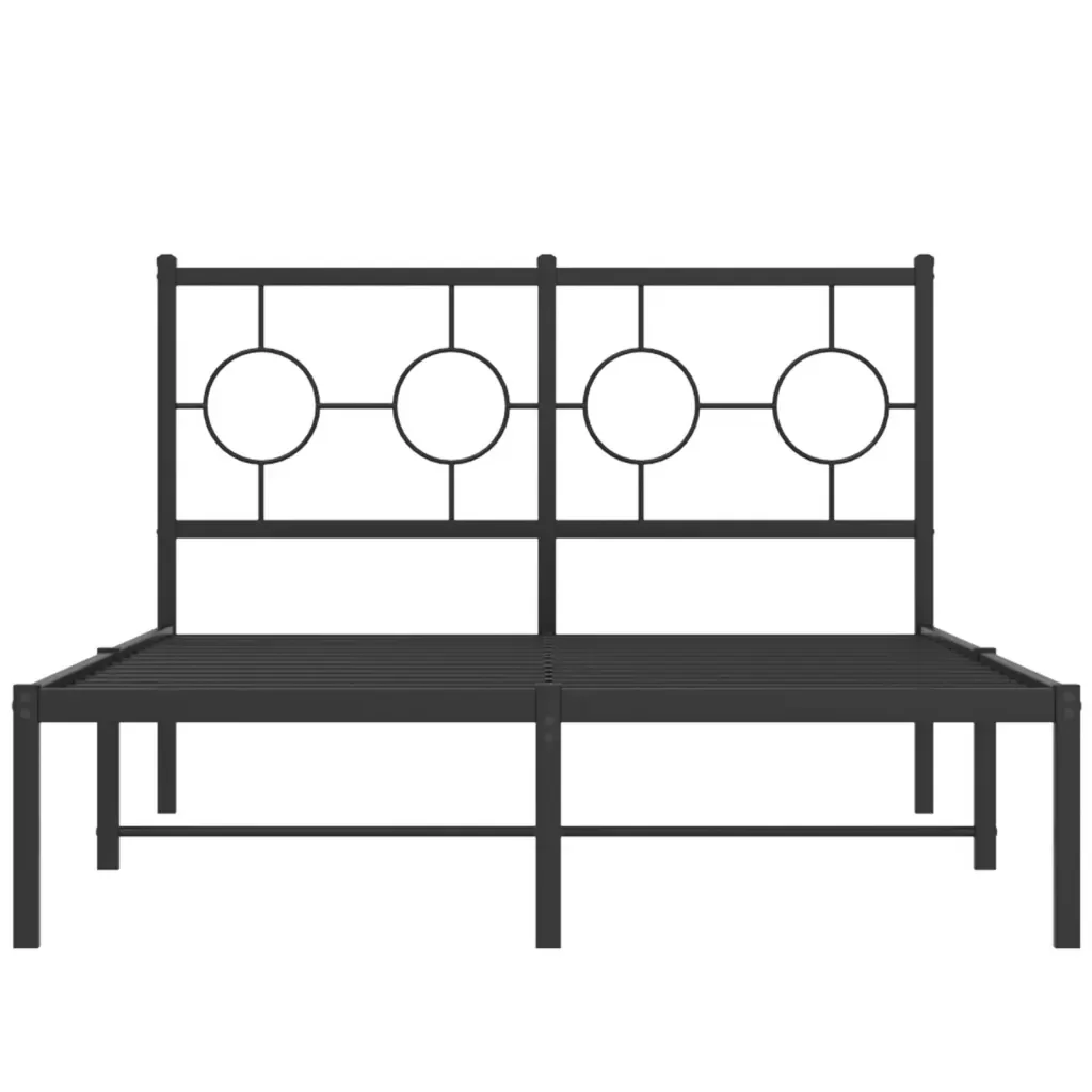 Letto matrimoniale | Letto per adulti | Giroletto con Testiera in Metallo Nero 120x190 cm - Image 5