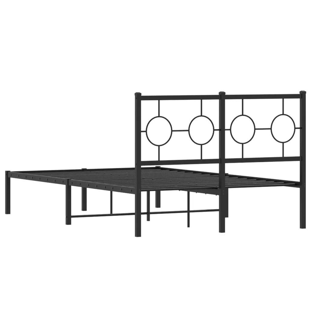 Letto matrimoniale | Letto per adulti | Giroletto con Testiera in Metallo Nero 120x190 cm - Image 7