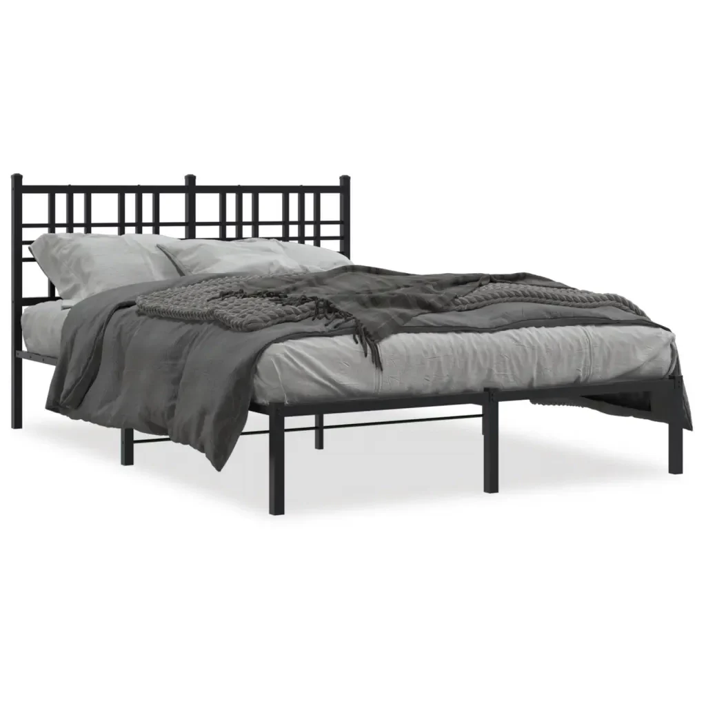Letto matrimoniale | Letto per adulti | Giroletto con Testiera in Metallo Nero 120x190 cm